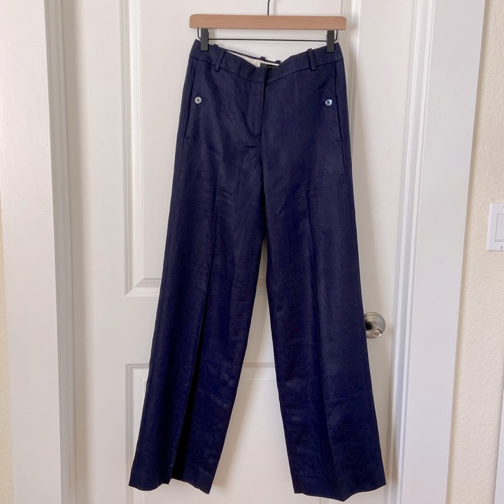 NWT J Crew navy linen trousers size 2